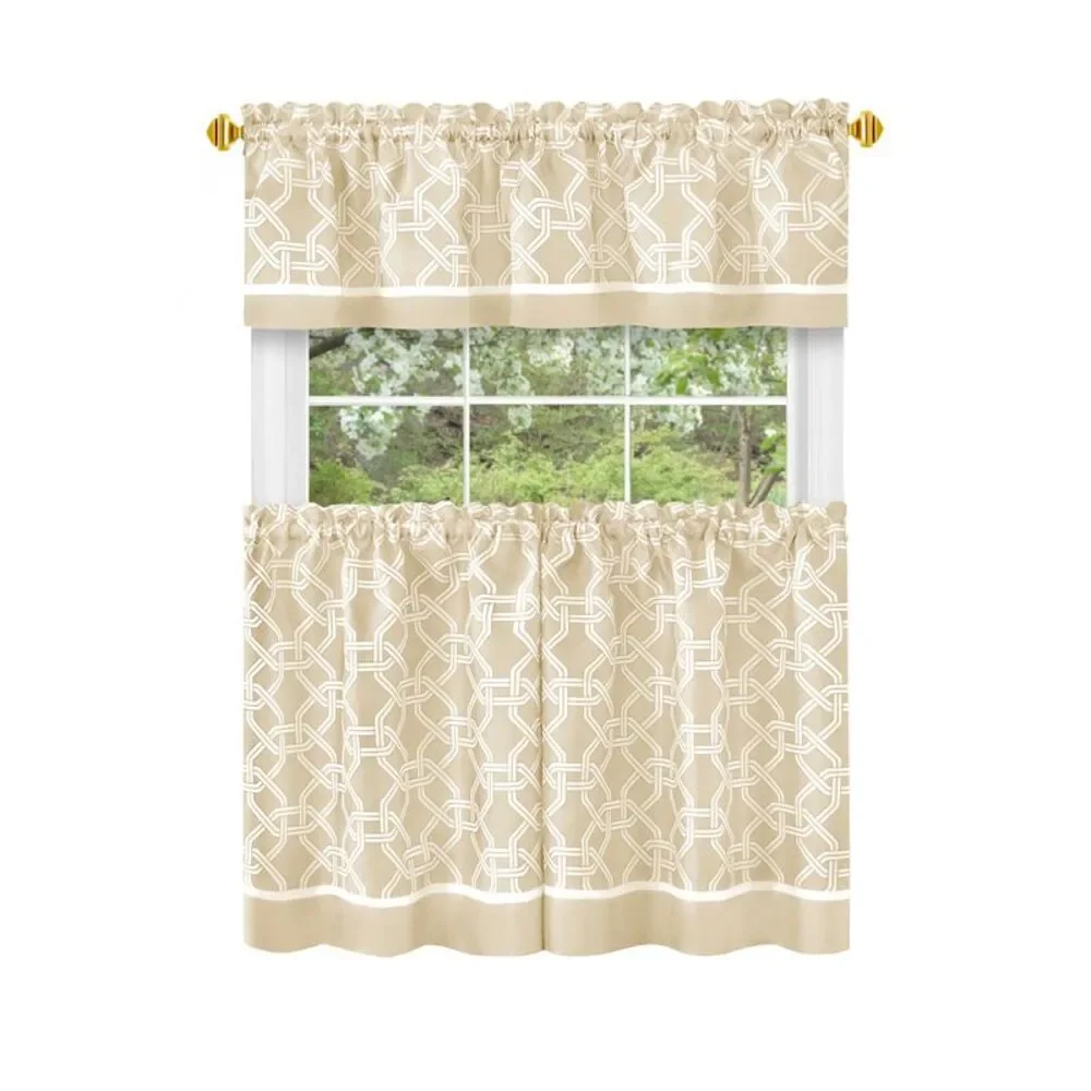 Light Filtering Printed Tier & Valance Window Curtain Set - 58 x 24/58 x 13 -
